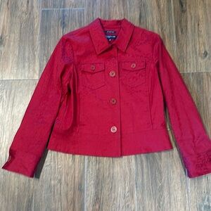 Jones New York M Red Crop Jacket